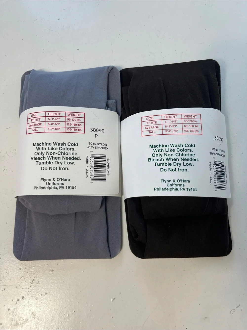 Set of 2 Flynn & O’Hara Uniforms Petite Microfiber Tights Brown and Silver